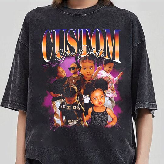 Discover Camisa bootleg personalizada, camiseta vintage bootleg dos anos 90 com rosto personalizado