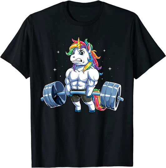 Discover Unicorn Weightlifting T shirt Deadlift Fitness Gym Women Tee