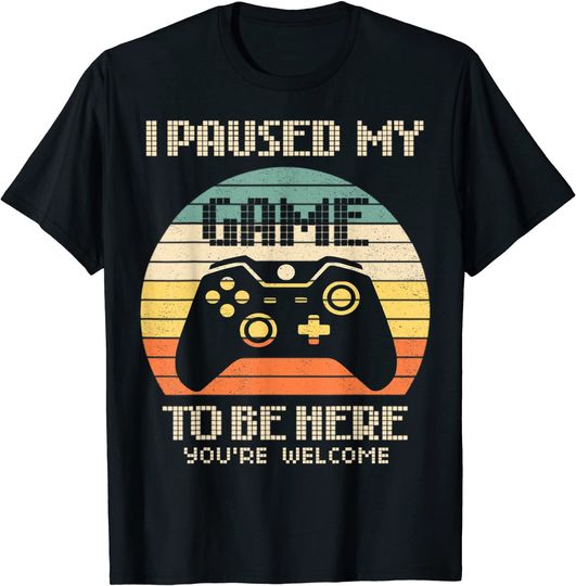 Discover I Paused My Game To Be Here Shirt Vintage Gamer Boys Men Son T-Shirt