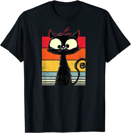 Discover T-shirt Unissexo Gato Preto Gato Retro Gato Macho