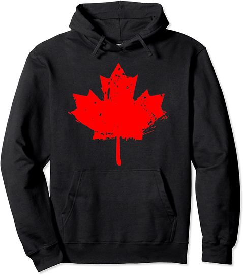 Discover Canada Maple Leaf Canadian Flag Distressed Design Hoodie